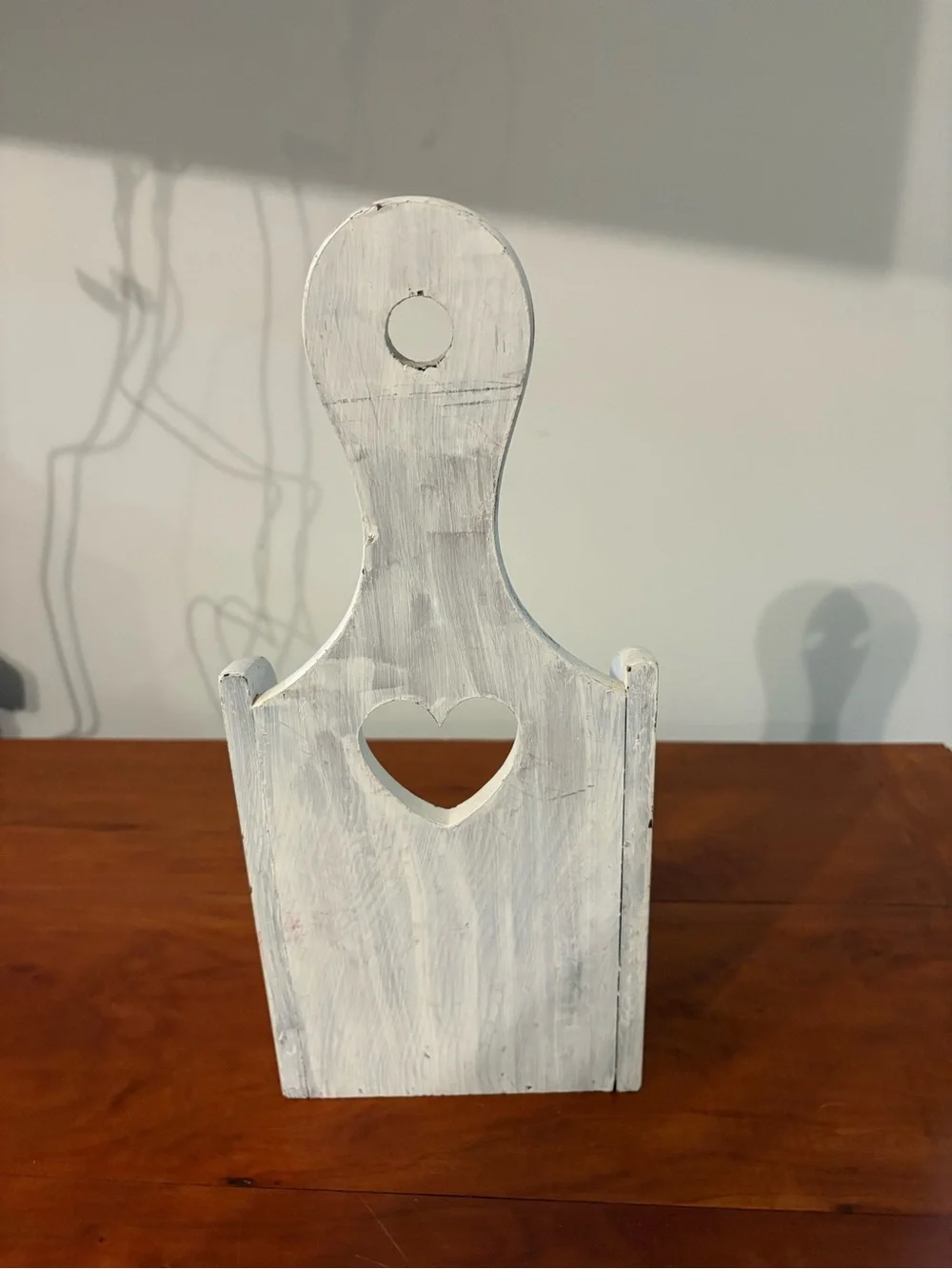 Distressed White Wood Heart Candle Sconce Wall Holder Farmhouse Decor